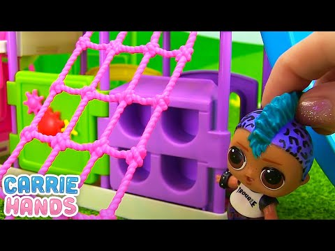 LOL Surprise Doll Punk Boi Builds a Barbie Playground with Ball Pit