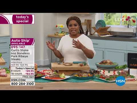 Curtis Stone (8) 6oz Boneless Pork Ribeye Steaks with...