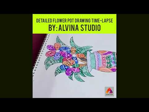 FLOWER POT DRAWING BY ALVINA STUDIO