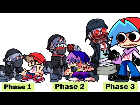 FNF comparison Battle Hank&Trciky VS BF - ALL Phases of fnf Characters Animation