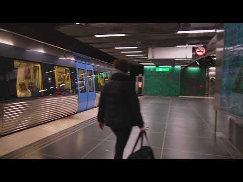 Sweden, Stockholm, subway ride from Bergshamra to Universitetet