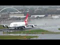 HEAVY RAIN & BIG WATER SPRAY - Plane Spotting @ Sydney Airport! A380 A330 A350 747 - Live Highlights