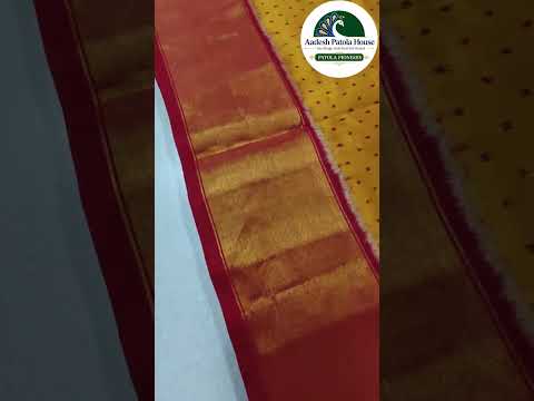 Red and Yeelow Single Ikat Patola Saree Navaratan motifs