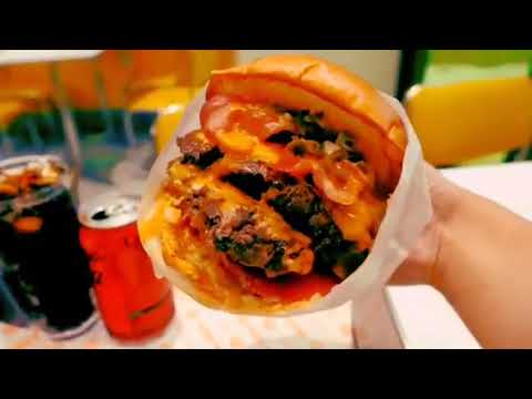 homemade deep cheese sauce deep cheese bacon double burger Korean Street food