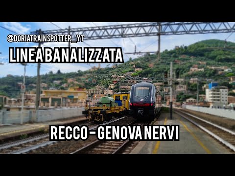Treni durante i lavori del tunnel di Megli (linea banalizzata tra Recco e Nervi)