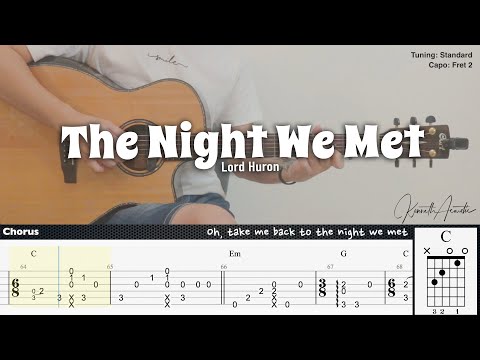 The Night We Met - Lord Huron | Fingerstyle Guitar | TAB + Chords + Lyrics