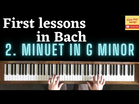 JS Bach - 2.Minuet in G Minor. Piano Tutorial with score. Beginner easy level. First lessons in Bach