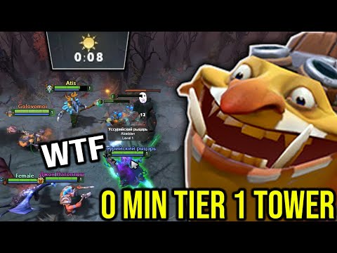 WTF Techies Zero Minute Destroyed Tier 1 Tower -- EPIC Rampage Comeback!!