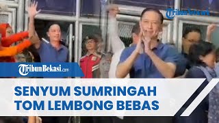 SENYUM SUMRINGAH Tom Lembong seusai Resmi Bebas dari Rutan Cipinang Jaktim