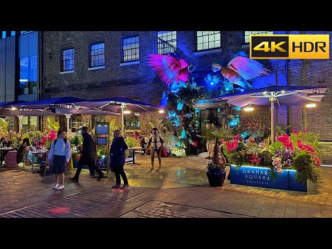 London Reopen Night Walk April 2021| Kings Cross, Granary square, Coal Drops Yard [4K HDR]