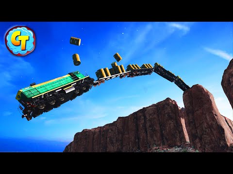 Train Accidents Derailments ✅ Railroad End Fall from a Cliff ⏹ BeamNG DRIVE