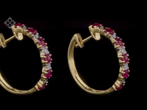 Stellato Ruby 0.86ct And Diamond 9K Gold Earrings -  H4692