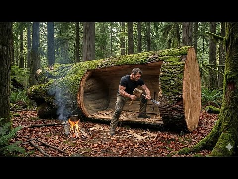 Budowa domu w lesie – Ten mężczyzna sam zbudował miniaturowy domek w pniu drzewa