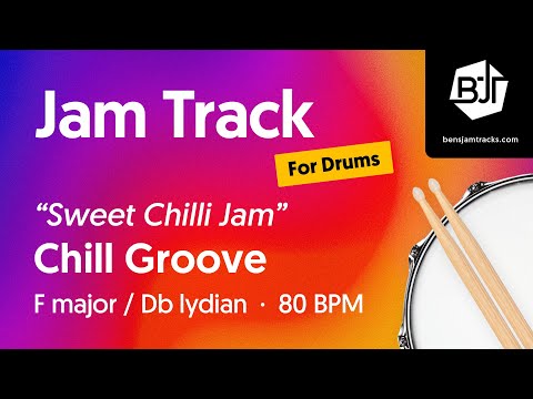 Chill Groove Jam Track in F major / Db lydian (for drums) "Sweet Chilli Jam" - BJT #112