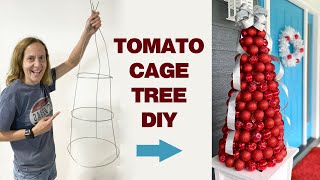 DIY Tomato Cage Christmas Tree - Covered with Ornaments!