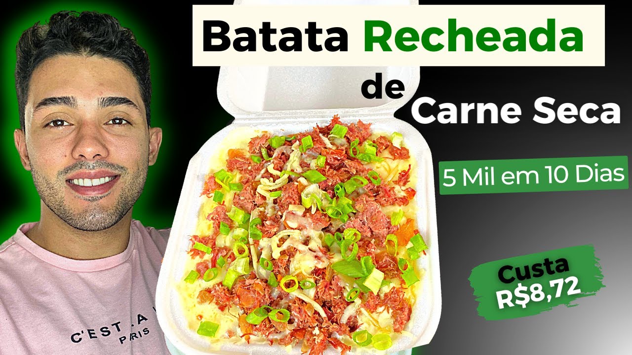 Como Fazer Batata Recheada de CARNE SECA/ Receitas para Faturar 10K por MÉS com Delivery em casa!!!