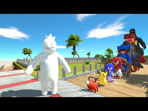 Rainbow Friends White Oasis Death Run - Animal Revolt Battle Simulator