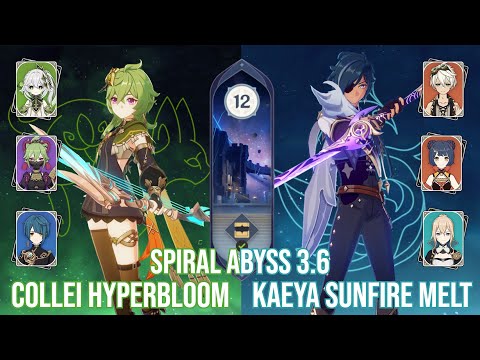 C6 Collei Hyperbloom and C6 Kaeya Sunfire Melt - Genshin Impact Abyss 3.6 - Floor 12 9 Stars