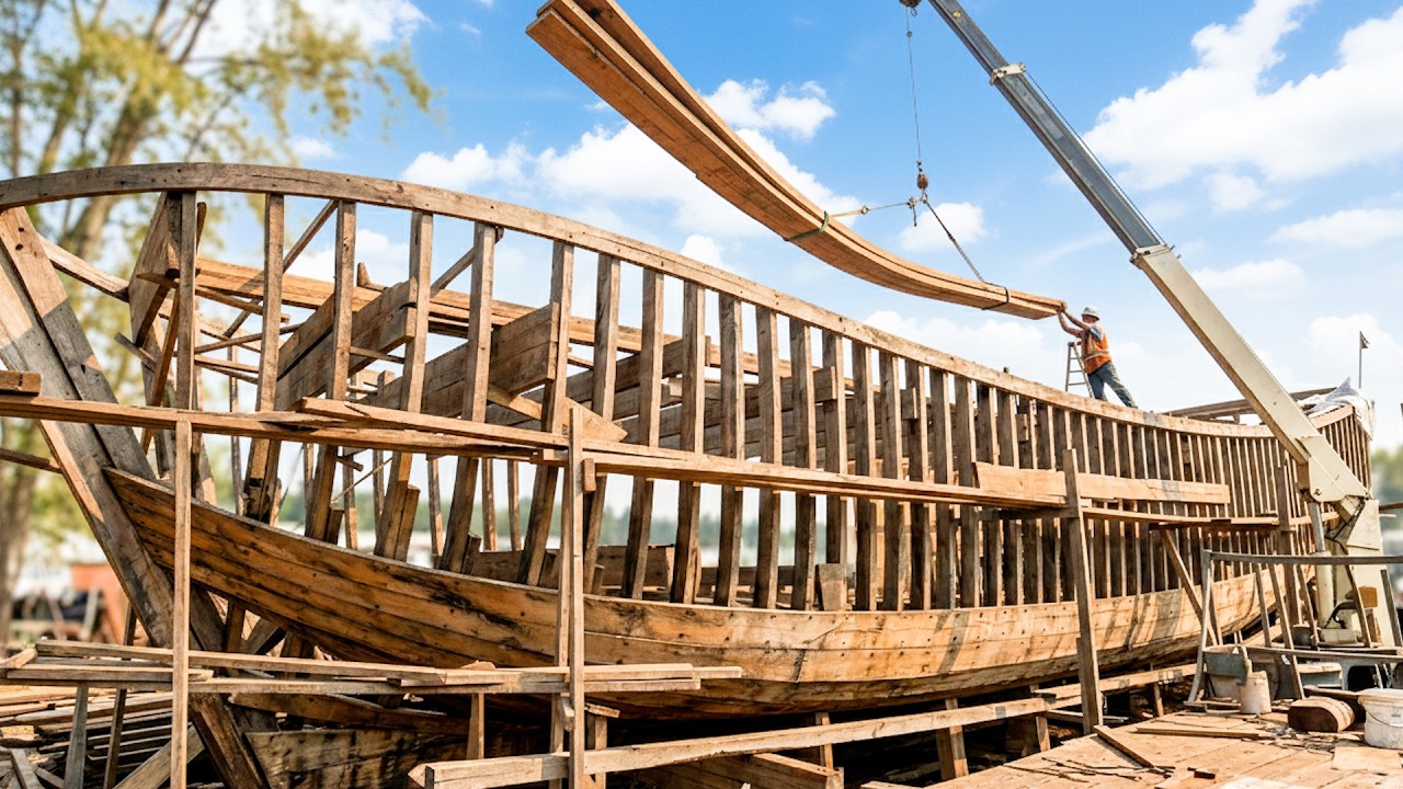 Man Builds a Full-Size Wooden Ship from Raw Logs | Start to Finish by @ThanhĐiềnNTĐ