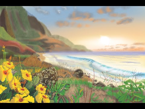 Hawaii at the beach digital procreate painting