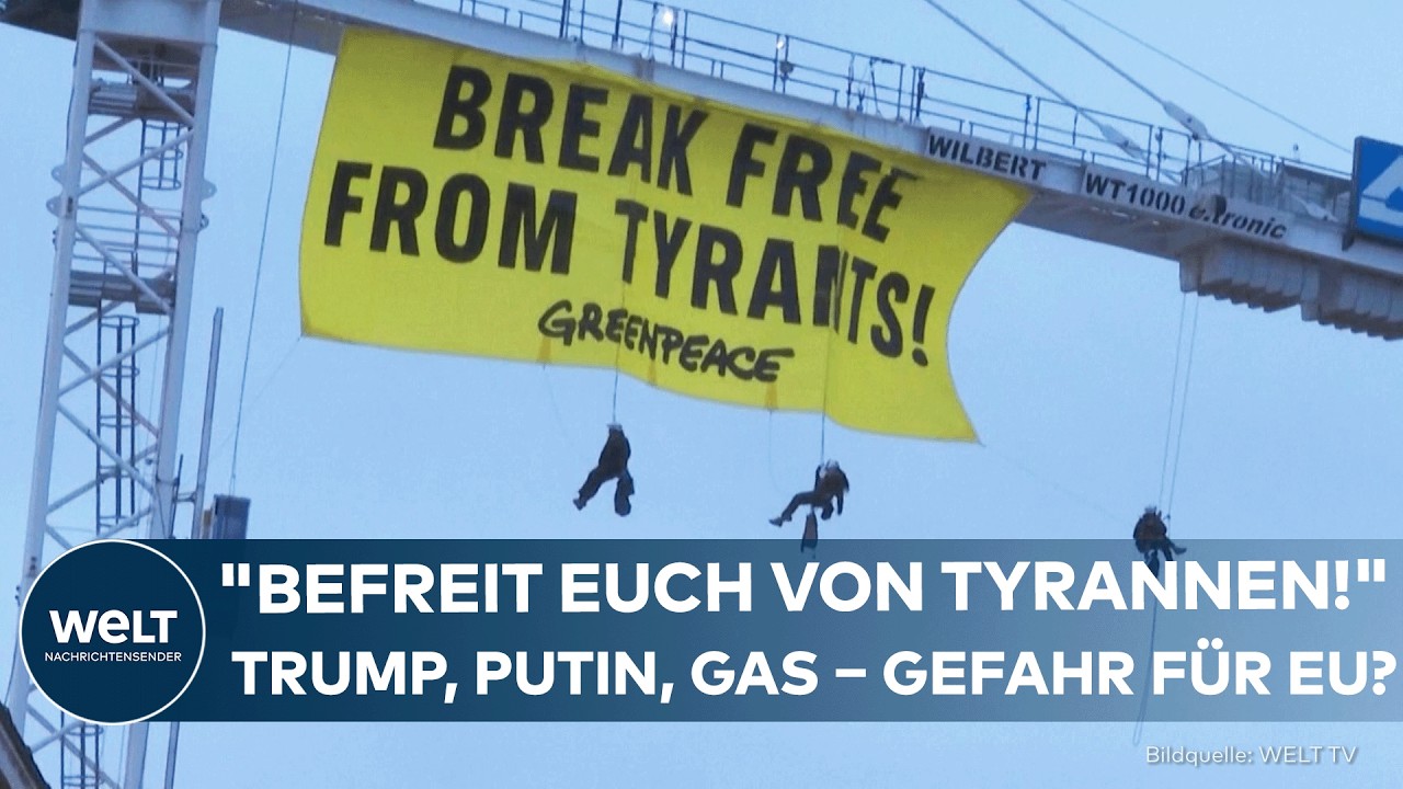SIKO IN MÜNCHEN: "Befreit euch von Tyrannen!" – Greenpeace-Aktivisten entrollen Protest-Banner
