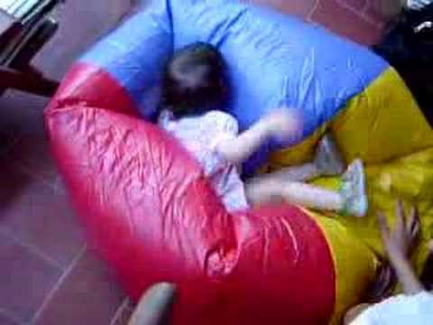 Doda playing with bean chair