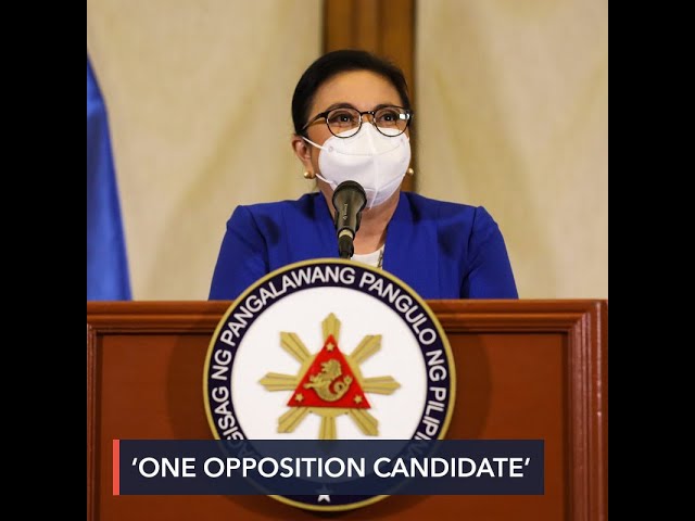 ‘There should be only one opposition candidate in 2022,’ says Robredo