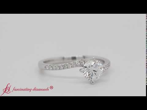 Twisted Round Cut Diamond Engagement Ring In White Gold