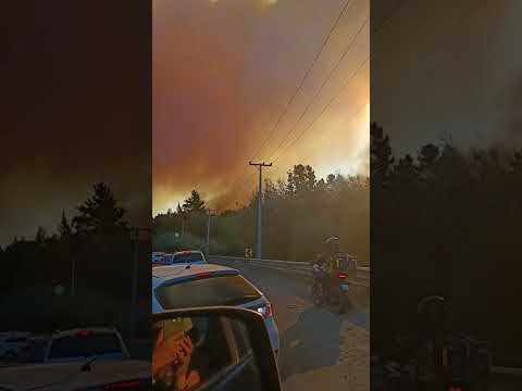 Wildfire threatens a highway near Cabrero, Biobío Region, Chile - January 17, 2026
