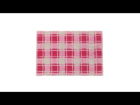 Kokos Fußmatte kariert Braun - Pink - Rot - Naturfaser - Kunststoff - 40 x 60 x 2 cm
