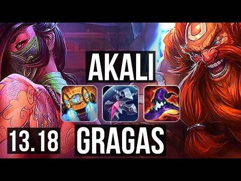 AKALI vs GRAGAS (TOP) | 11 solo kills, 2.3M mastery, Legendary, 600+ games | NA Grandmaster | 13.18