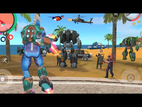 Rope Hero: Vice Town (Rope Hero Fight Robot Car) Rainbow Jetpack Fly Rope Hero - Android Gameplay HD