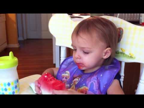 Anna Grace eating watermelon 6/22/13