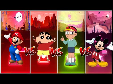 mickey mouse vs Shinchan vs Mario vs Team kiteretsu ||TILES HOP EDM RUSH