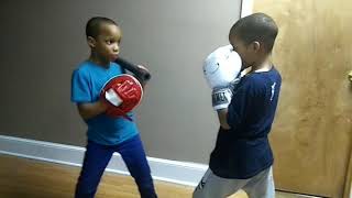 Twins teaching each other how to box - 985095