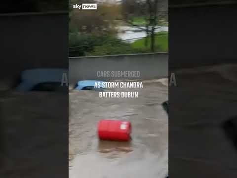 Cars submerged in Dublin floods