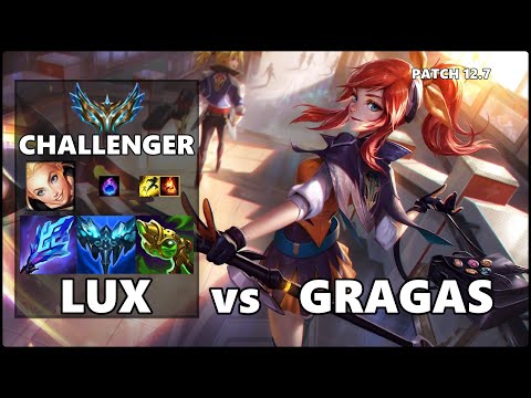 SEASON 12 CHALLENGER Support Gameplay - LUX vs GRAGAS Patch 12.7