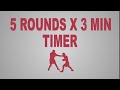Boxing Timer 5 Round x 3 min with 1 min Breaks. Training workout timer.