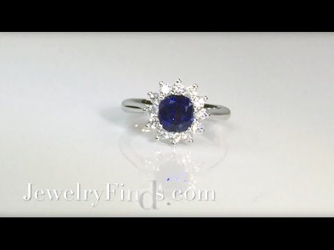 Estate 1.93ct t.w. Cushion Cut Blue Sapphire & Diamond Halo  Ring Platinum