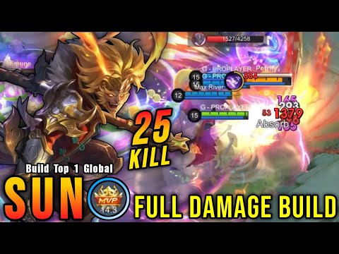 25 Kills!! Sun LUNAR FEST Skin Full Damage Build!! - Build Top 1 Global Sun ~ MLBB