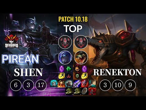 SG Pirean Shen vs Renekton Top - KR Patch 10.18