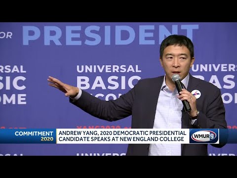 Presidential hopeful Andrew Yang speaks in Henniker