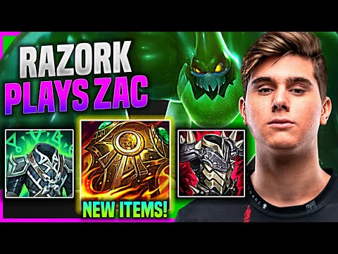 RAZORK PICS ZAC WITH NEW ITEM SUNFIRE AEGIS! - MSF Razork Plays Zac JUNGLE vs Skarner | Preseason 11