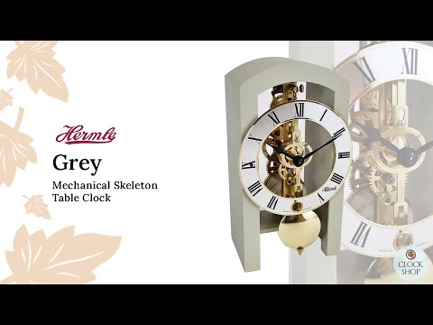 18cm Grey Mechanical Skeleton Table Clock By Hermle