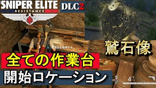 DLC第二単！全ての作業台の場所+開始ロケーション+鷲石像【スナイパーエリート・レジスタンス 】ヴェルコールの復讐[本日DL開始]