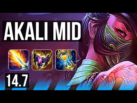 AKALI vs TRISTANA (MID) | 9 solo kills, 69% winrate, 18/3/4, Legendary | KR Challenger | 14.7