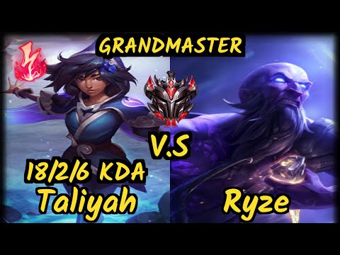 Vrow (TALIYAH) vs RYZE - 18/2/6 KDA MID GAMEPLAY - EUW Ranked GRANDMASTER