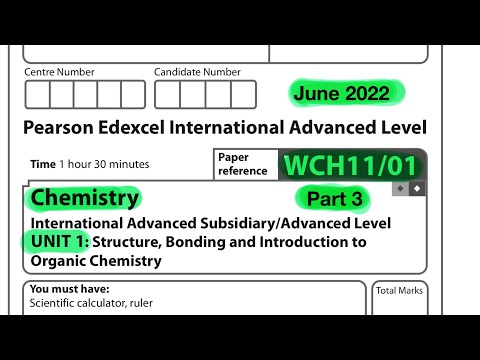 Pearson Edexcel International A level chemistry Unit 1 June 2022. Part 3 of 3