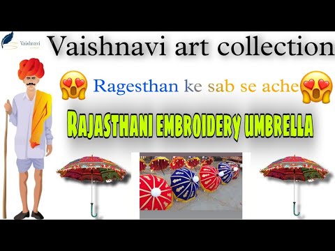 Multicolor manual rajasthani embroidery umbrella
