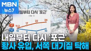 [날씨] 내일부터 다시 '포근'…황사 유입, 서쪽 대기질 탁해 [MBN 뉴스7]